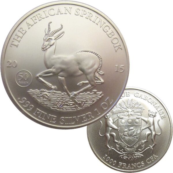 Gabun 1000 Francs 2015 Springbock - 1 OZ Silber