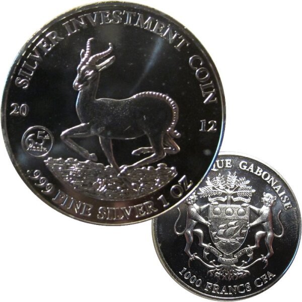 Gabun 1000 Francs 2012 Springbock - 1 OZ Silber