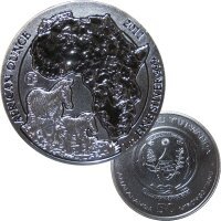 Ruanda 50 Francs 2011 - 1 OZ Silber African Ounce Zebra F15