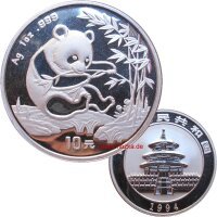 China 10 Yuan Panda 1994 1 OZ Silber LD