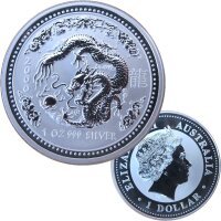 Australien Lunar I. 2000 Drache 1 OZ Silber