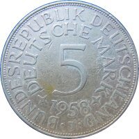 J. 387 - 5 DM Silberadler 1958 J selten