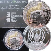 Ruanda 1000 Francs 2013 - 3 OZ Silber Leopard / Black...