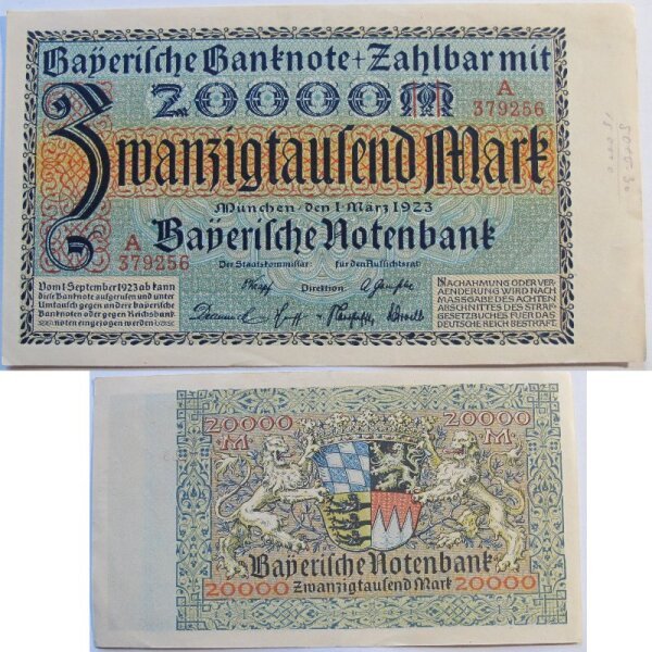 Ro.722 Bayerische Notenbank 20000 Mark 1923 Grab. BAY-7