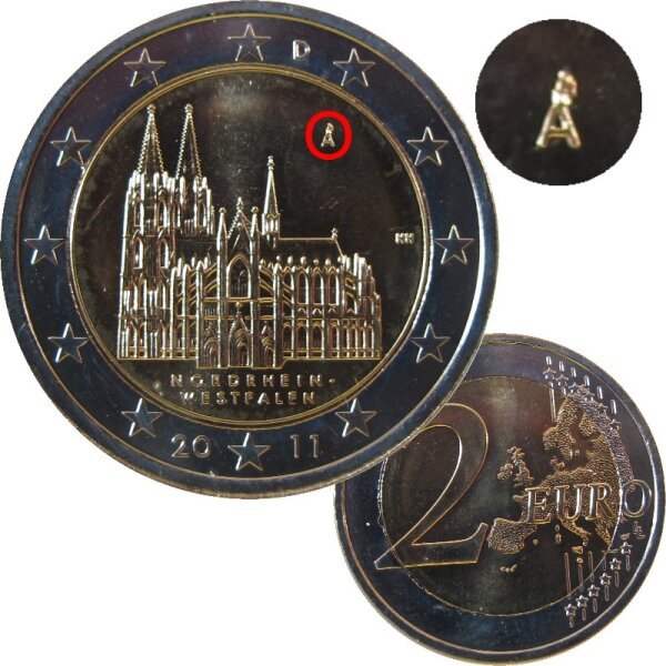 Deutschland 2 Euro 2011 A Kölner Dom - Fehlprägung