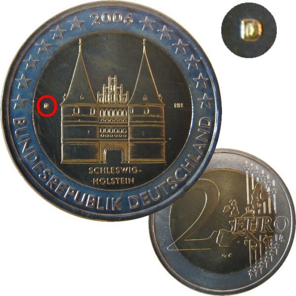 Deutschland 2 Euro 2006 D Holstentor - Fehlprägung