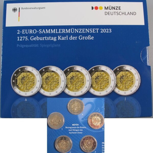 Deutschland 2 Euro Set 2023 Karl der Große pp