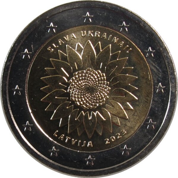 Lettland 2 Euro 2023 Ukrainische Sonnenblume