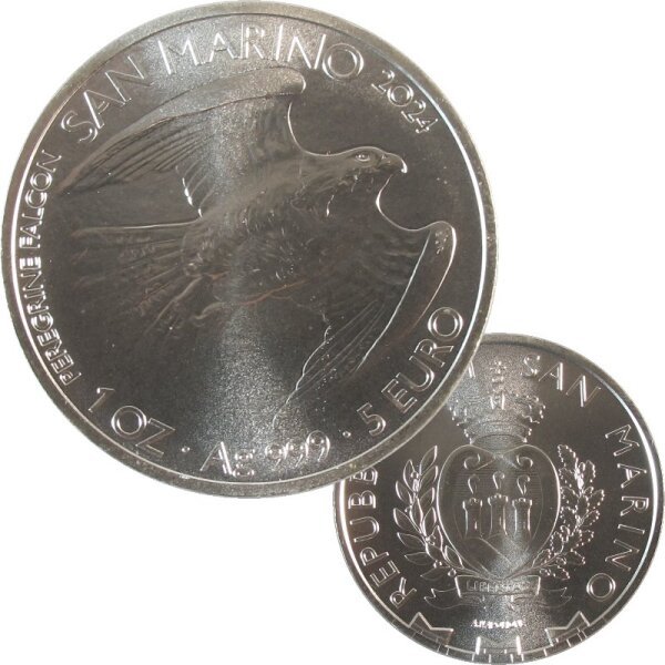 San Marino 5 Euro 2024 Wanderfalke 1 OZ Silber
