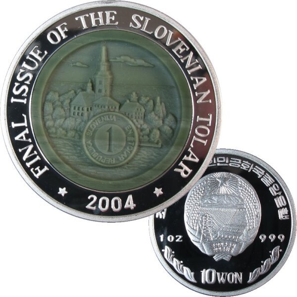 Korea 10 Won 2004 Abschied Slowenischer Tolar - 1 OZ Silber
