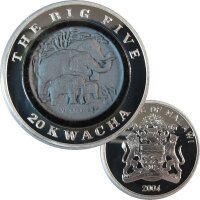 Malawi 20 Kwacha 2004 Elefant 1 OZ Silber - The Big Five