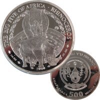 Ruanda 500 Francs 2010 - 1 OZ Silber - The Big Five -...