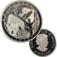 Kanada 20 Dollars 2015 UNESCO Buffalo / Panda 1 OZ Silber...