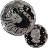 Kanada 15 Dollars 2010 Lunar Jahr des Tigers Silber proof...