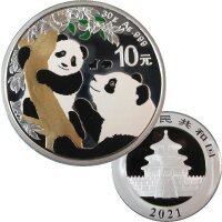 China 10 Yuan Panda 2021 Silber Colored Bull and Bear