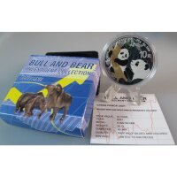 China 10 Yuan Panda 2021 Silber Colored Bull and Bear