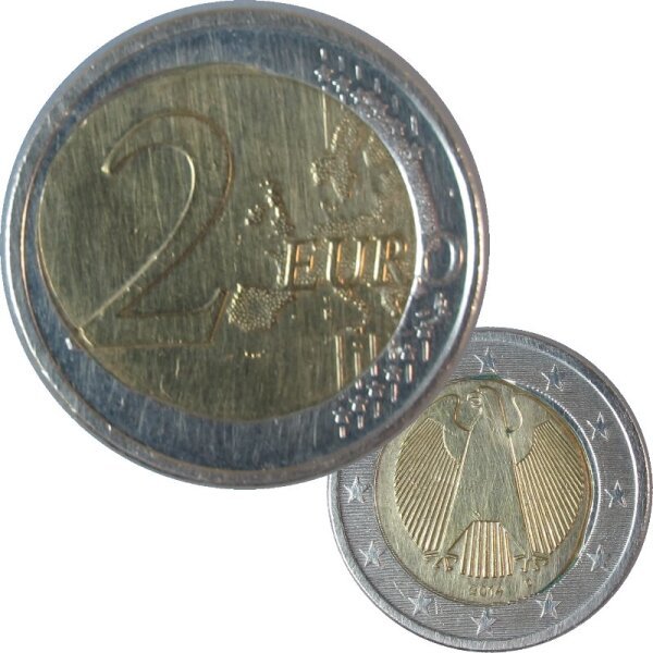 Deutschland 2 Euro 2014 D Umlaufmünze Fehlprägung Spiegelei